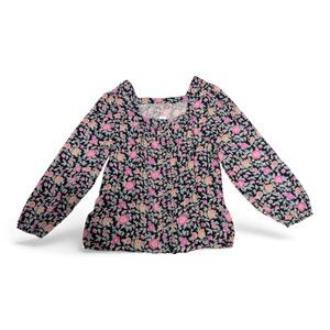 LOFT Blue Floral Square-Neck Blouse  Size‎ XL